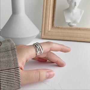 NEW Gold/925 Sterling Silver Stacked Wire Wrapped Ring